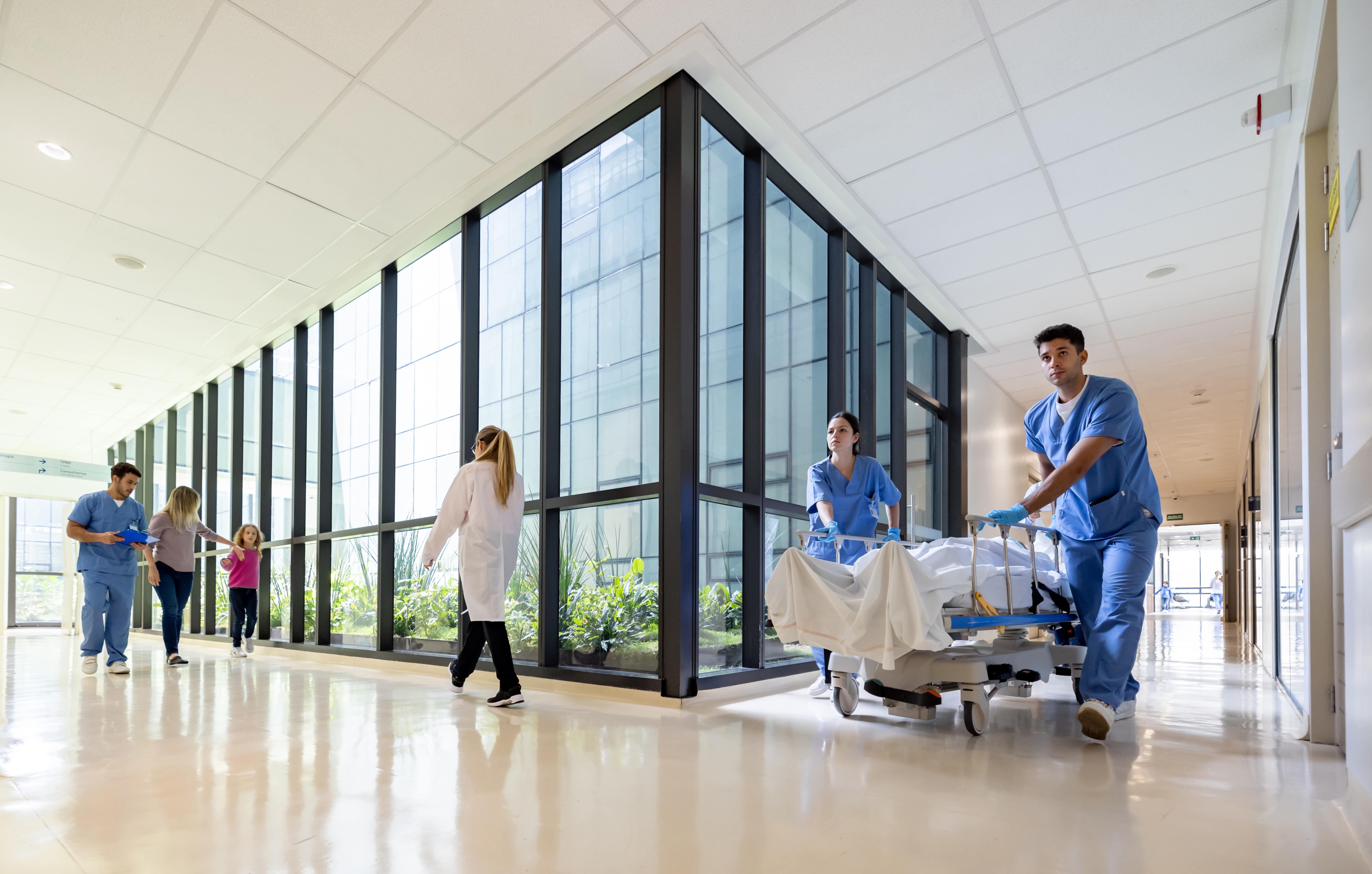 bustling interior of travel nurse hospitals