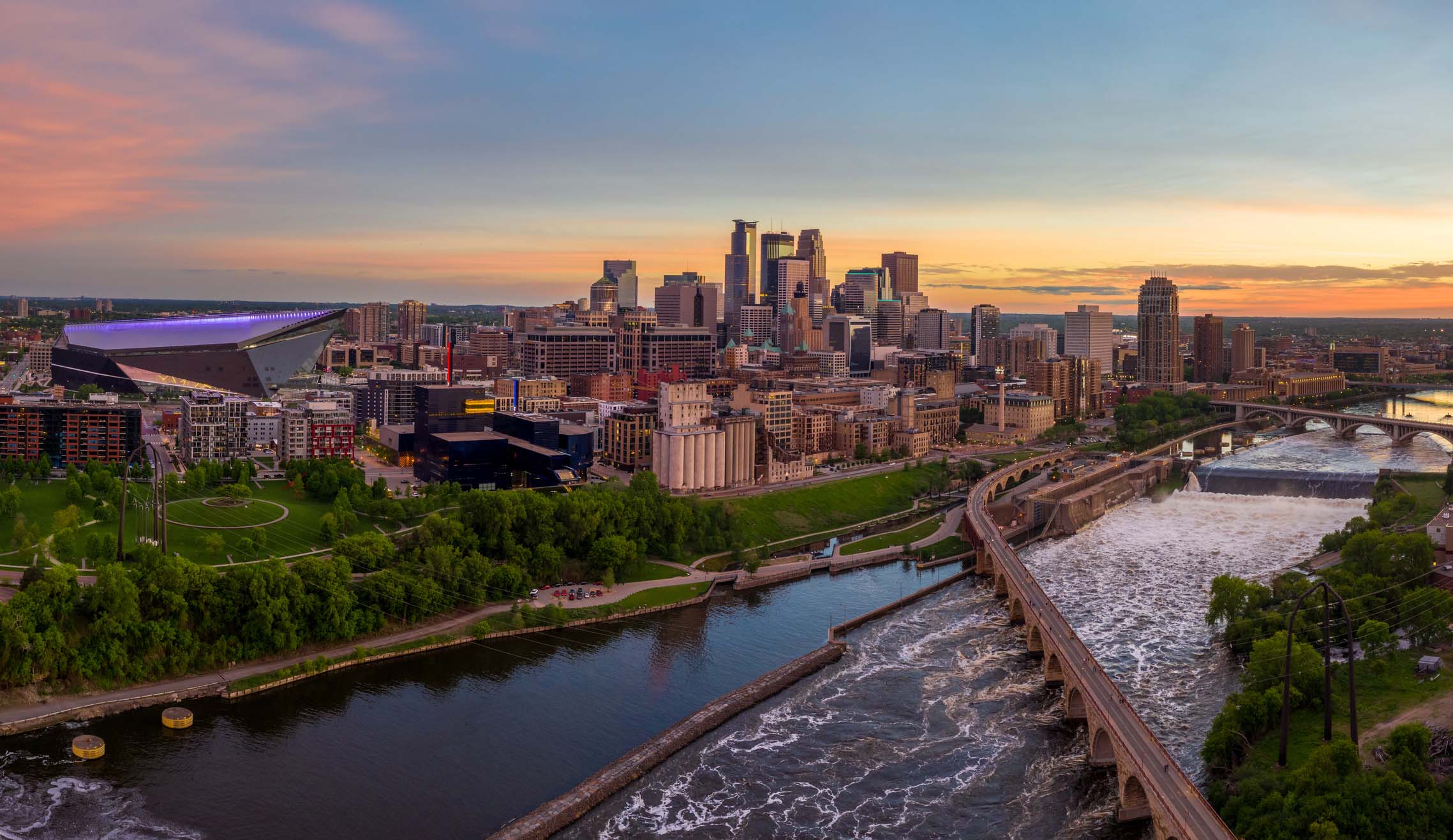 Minnesota Twin City Skyline and River
