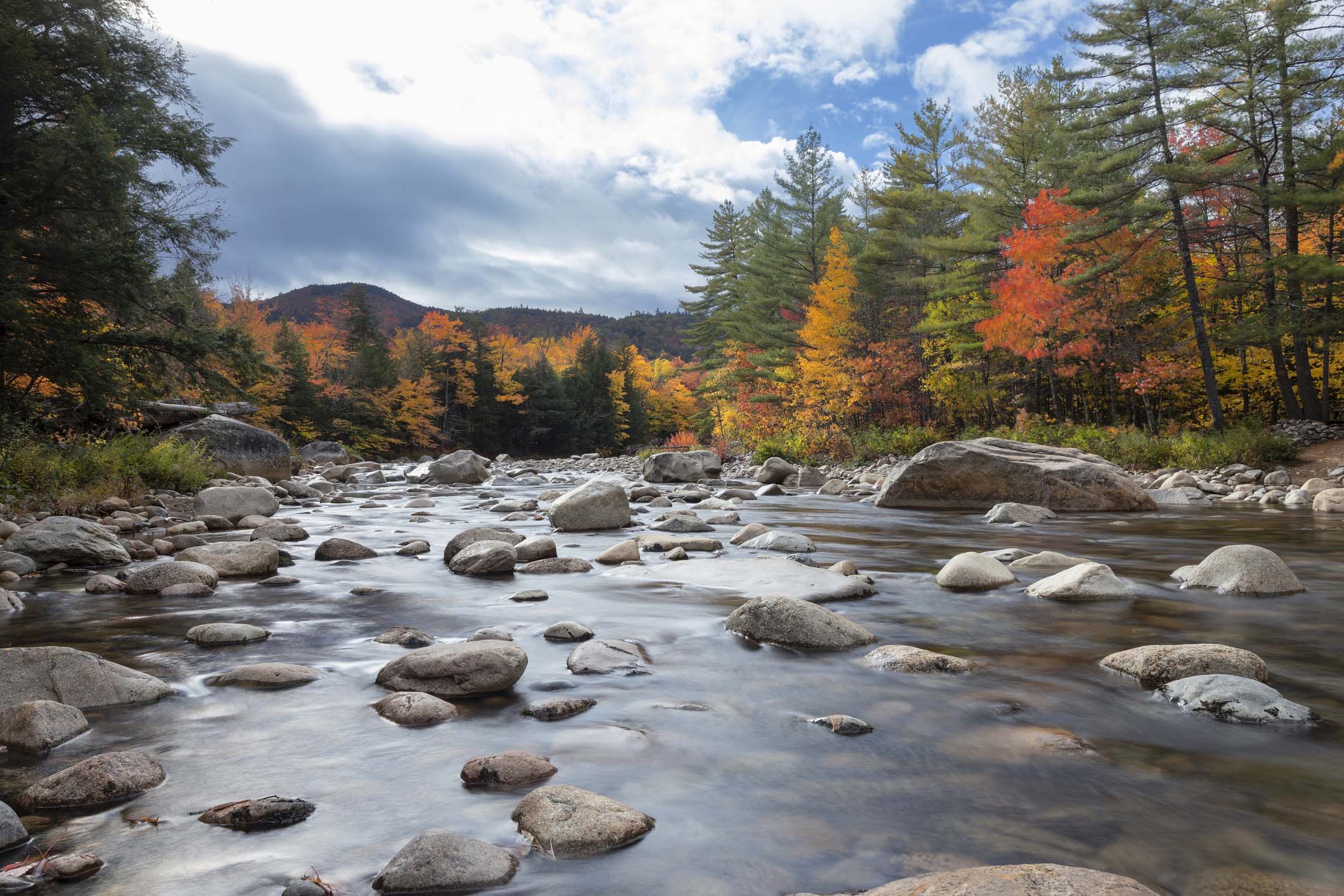 New Hampshire outdoors with stream