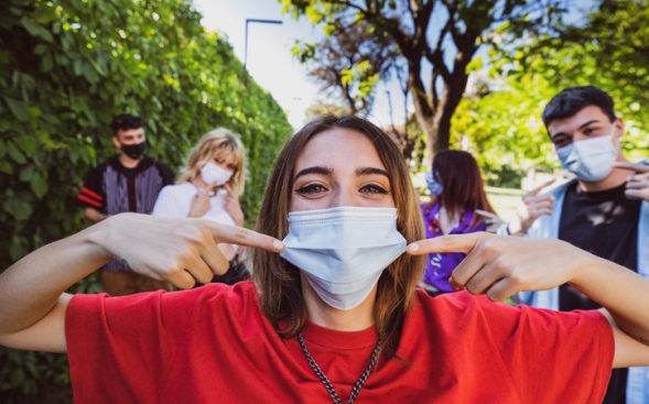 teens wearing mask for community teens wearing mask for community