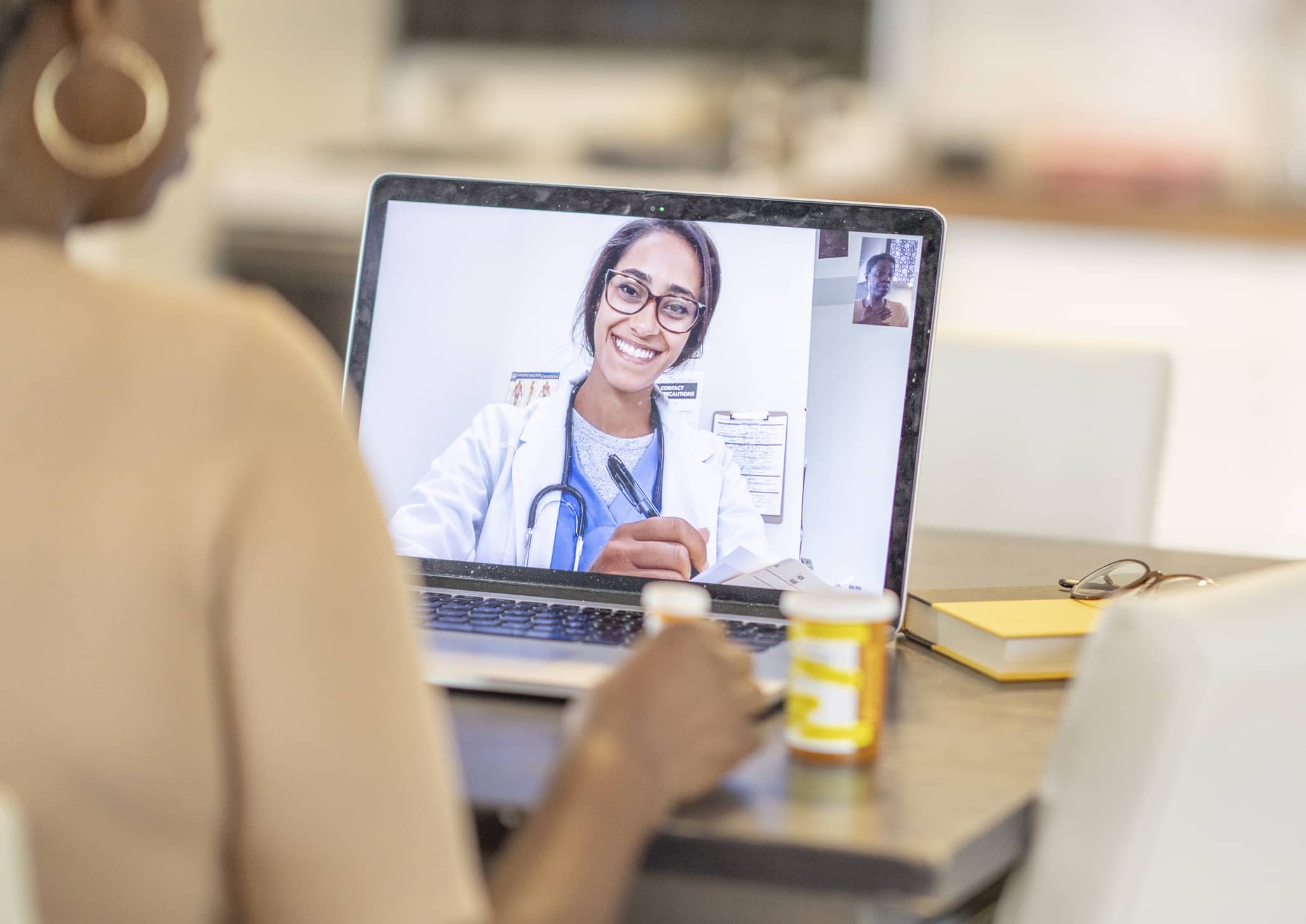 Telemedicine Nurse on Computer Screen Telemedicine Nurse on Computer Screen